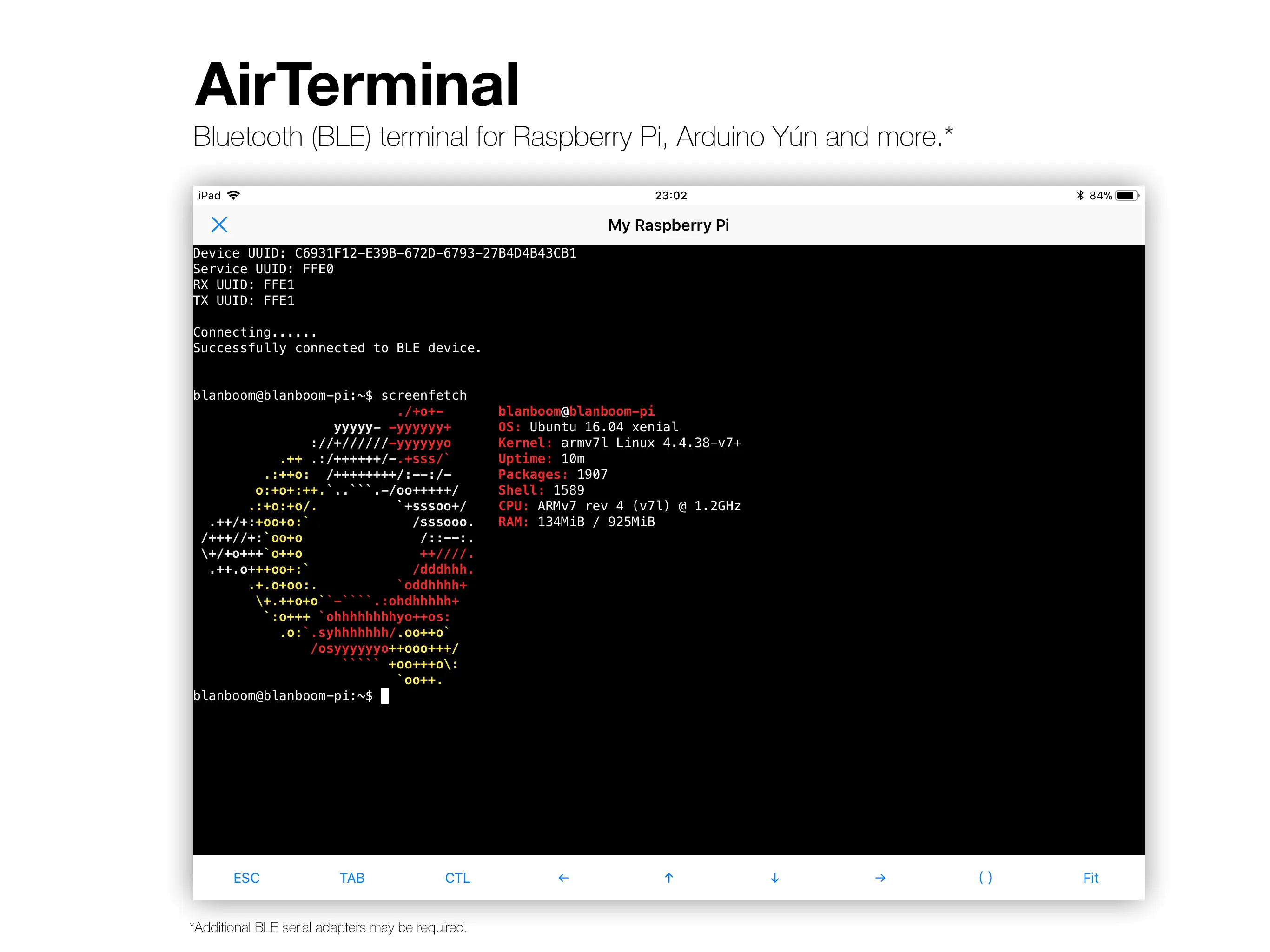 AirTerminal with screenfetch