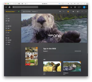 Plex Media Server 网页版的界面。页面中展示的是 Spy in the Wild 纪录片。