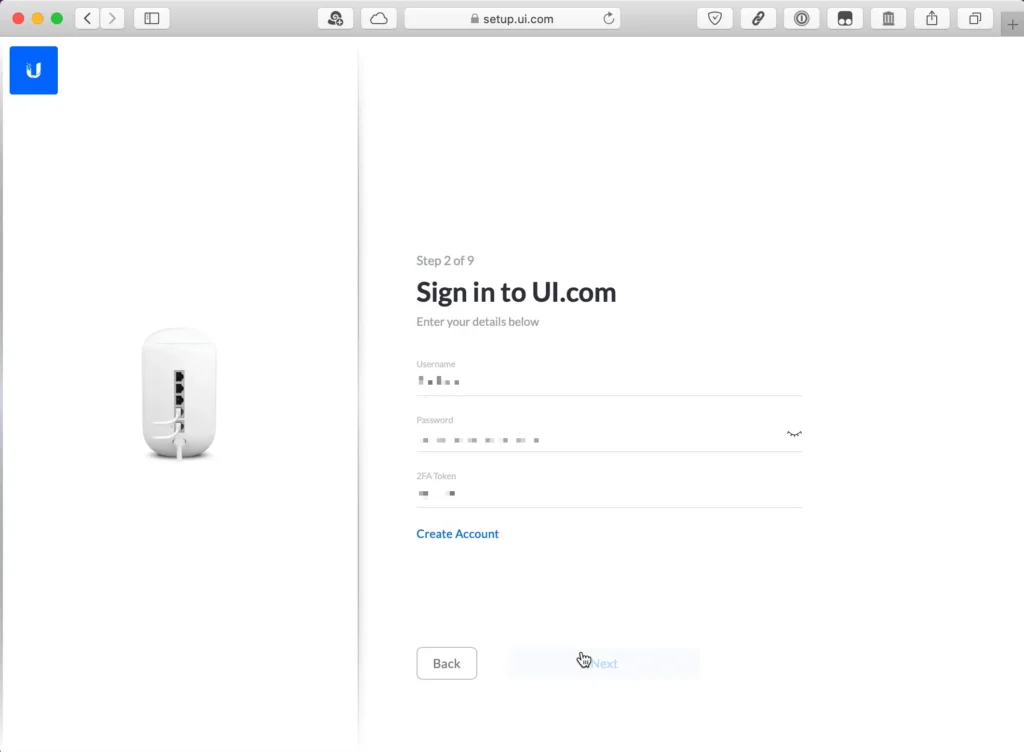 UDM 设置页面：登录 UI.com 账号