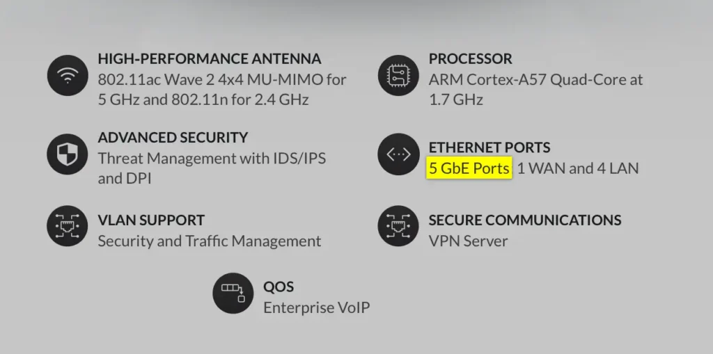 UDM 官网文案中的 5GbE Ports